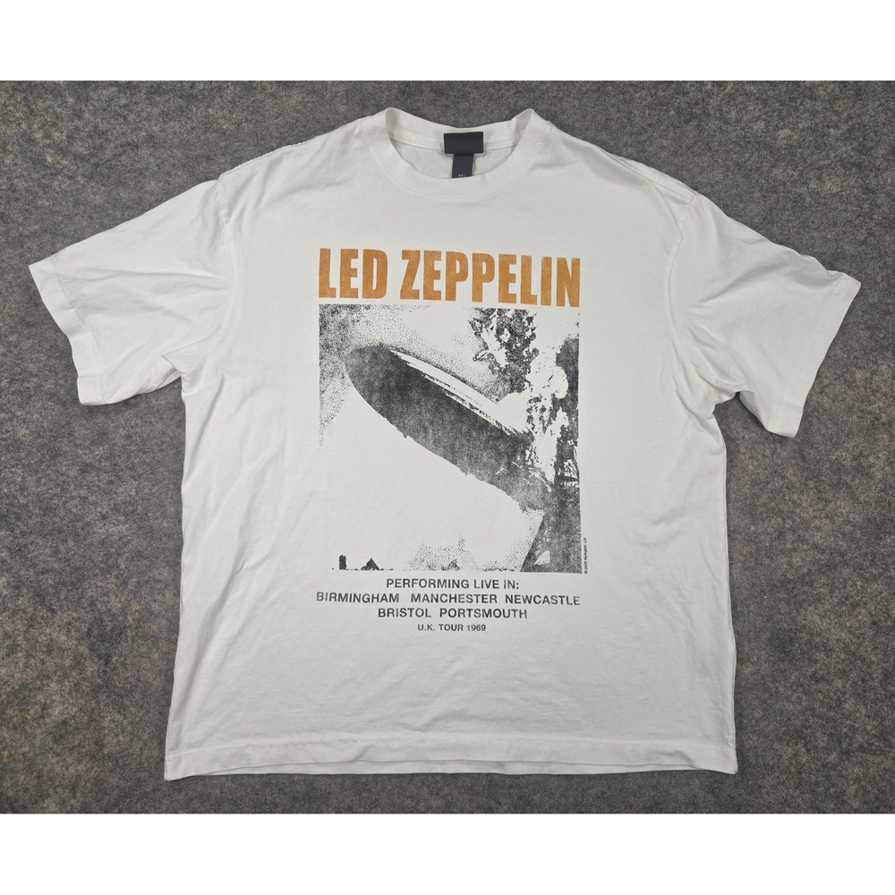 HM Led Zeppelin UK Tour 1969 Graphic T-Shirt White Loose Fit Large
